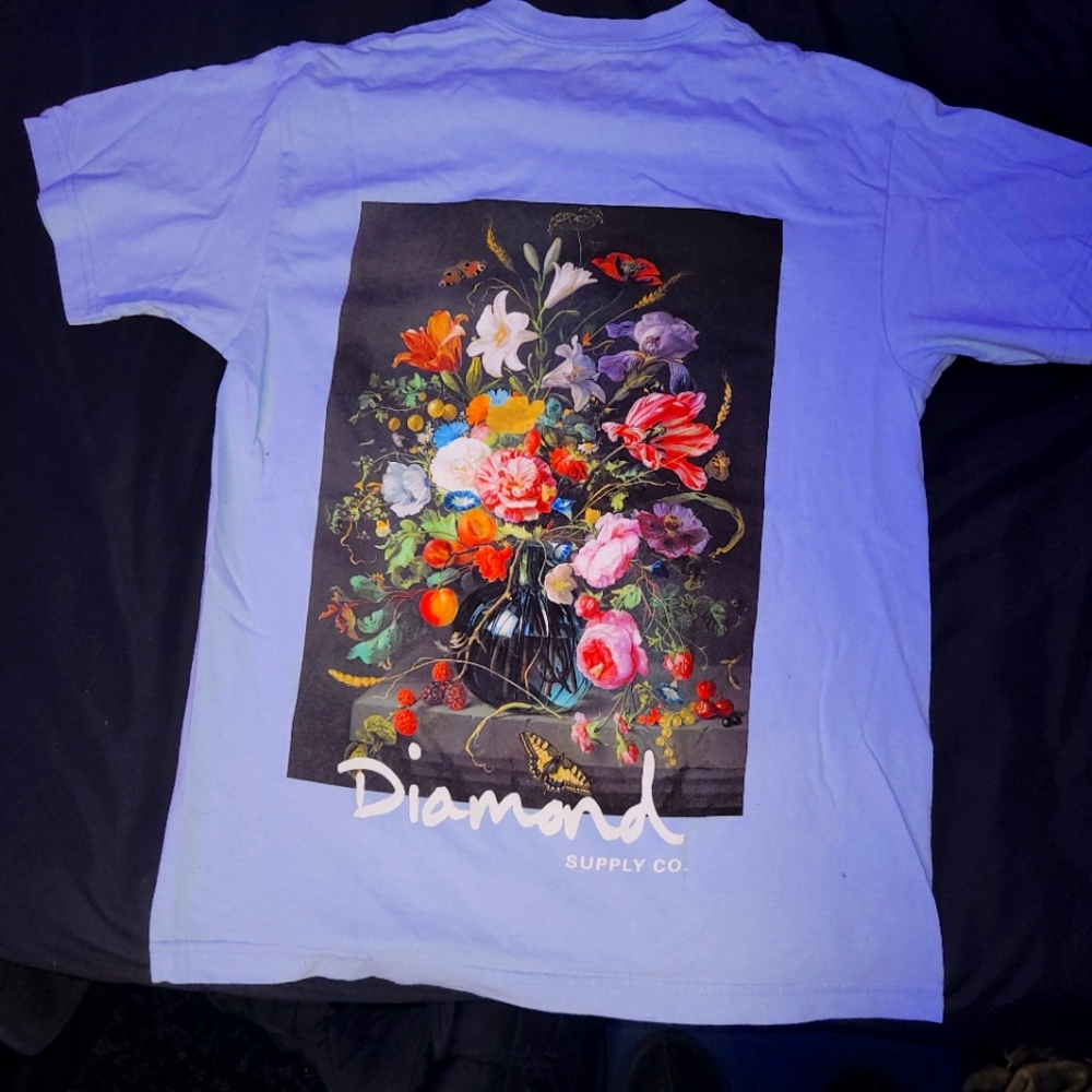 Diamond Supply Co. Butterfly Floral Light Blue T-Shirt Light/Pastel Blue | Mens